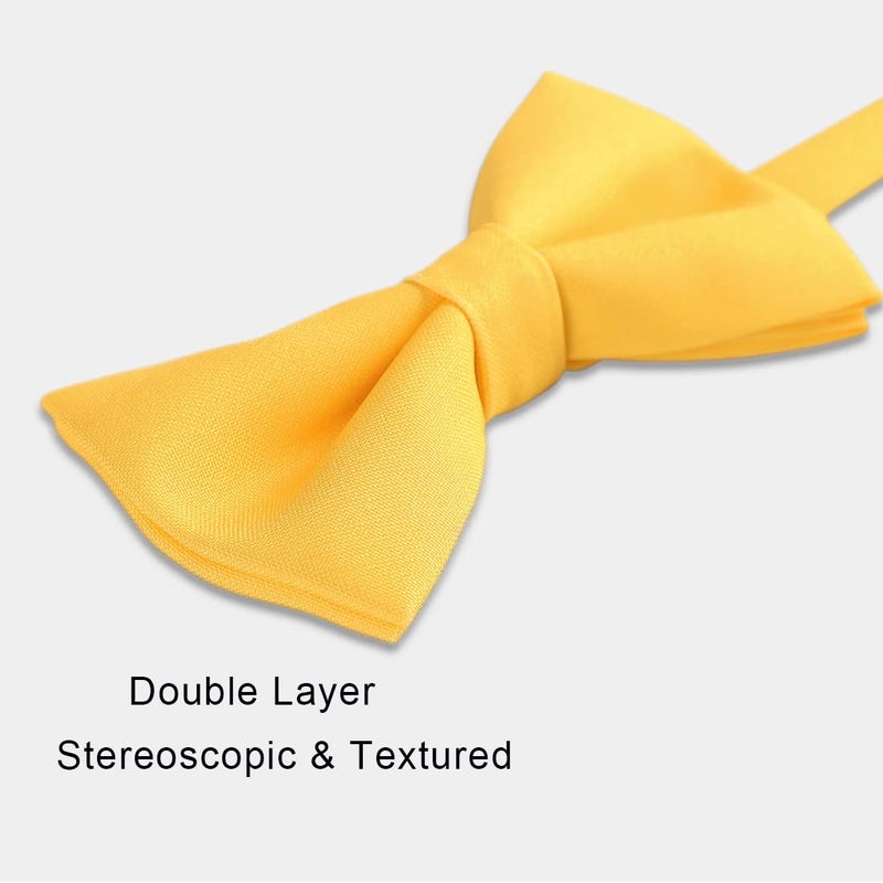 Kajeer Classic Pre-Tied Mens Bow Ties Formal Adjustable Solid Tuxedo Bowtie for for Adults & Children(Yellow, L - (18+ years,adults, full ages)) - Image 4